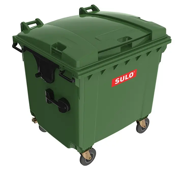 Контейнер для твердих побутових відходів 1100л SULO, плоска кришка, зелений